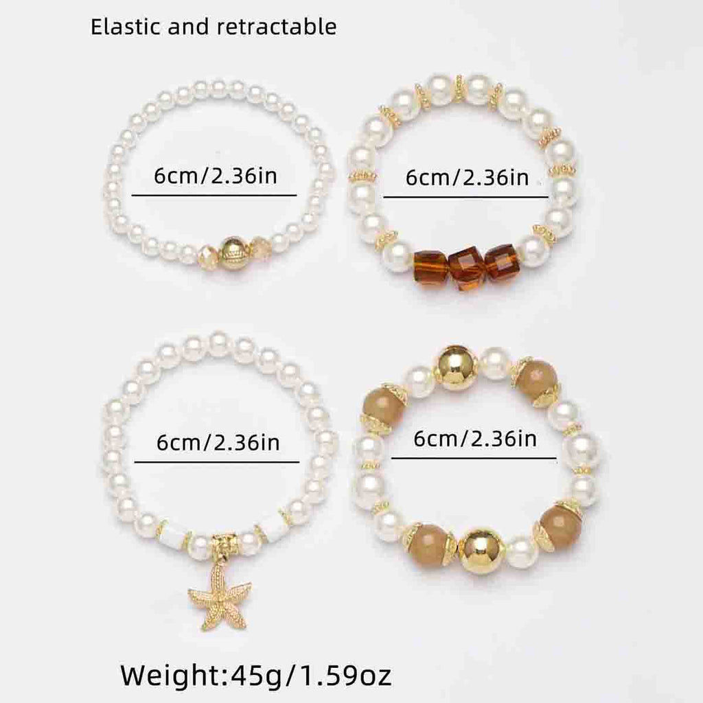 Shi Jewelry Starfish Pearl Multi Layer Bead Bracelet Beads