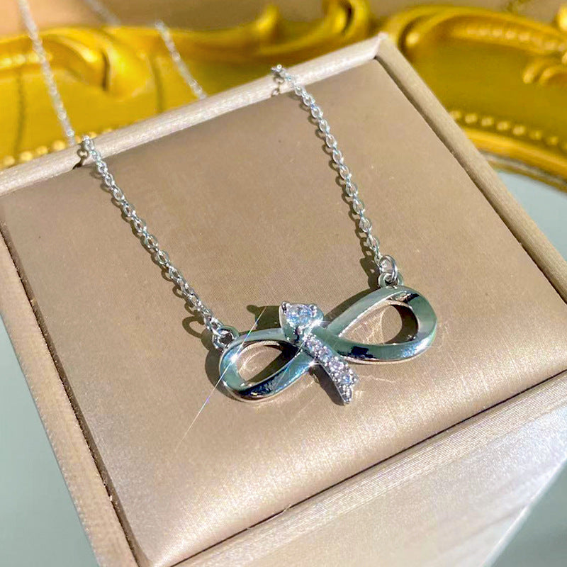 Womens Bow-Tie Titanium Steel Necklace