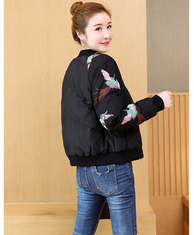 Cotton jacket with fashionable embroidered winter coat
