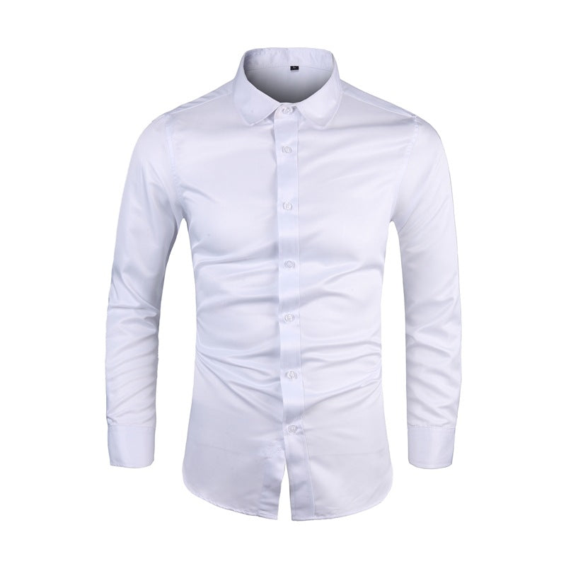 Long-sleeve Plus-size Lapel-collar Solid-color Business Shirt For Men TRENDFLOW