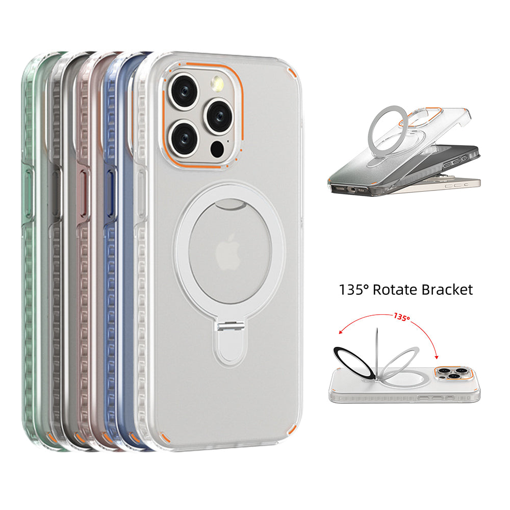 Nuova custodia per telefono con supporto magnetico colorato con supporto per custodia di ricarica wireless trasparente magnetica Magesafe per telefono