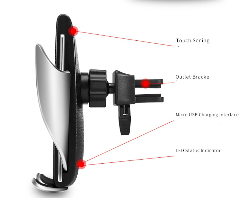 Caricabatterie wireless per auto da 10 W, ricarica wireless rapida a induzione con supporto per telefono per auto S5