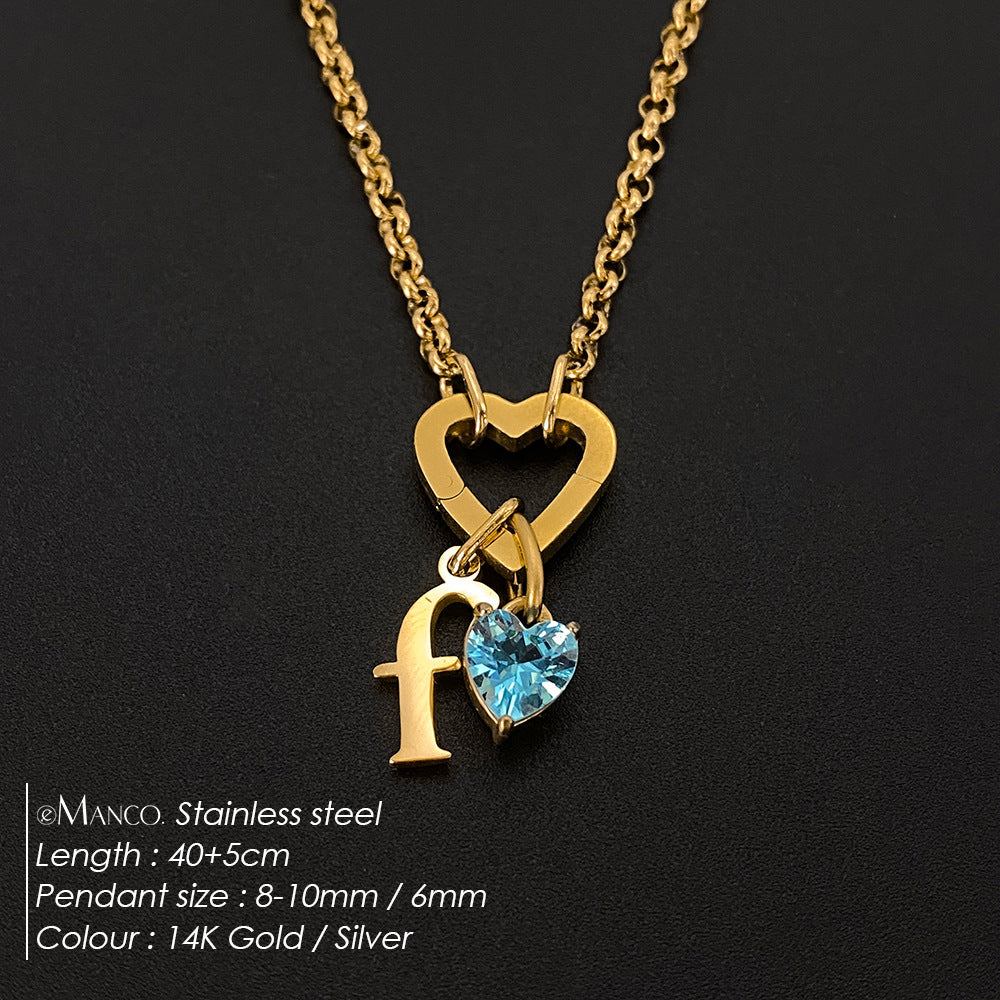 Titanium Steel Necklace With 26 English Letters That Does Not Fade And Is Washable