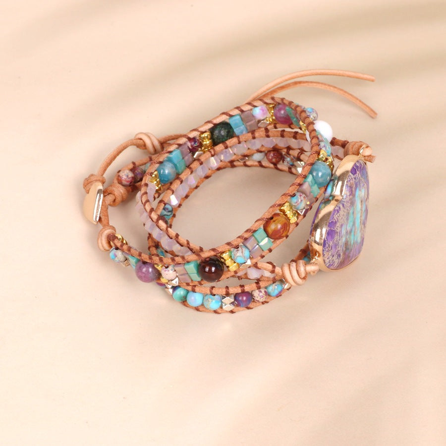 Retro Purple Multi-color Woven Bracelet With Multiple Layers Of Winding