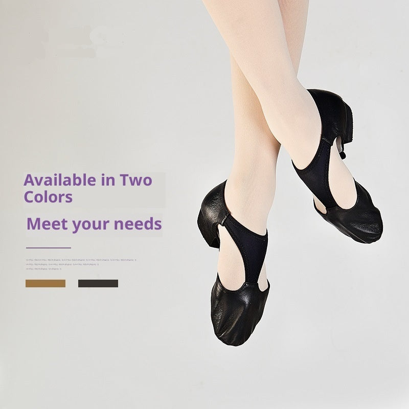 Full-grain Leather Teacher Jazz Dance Shoes With Soft Soles