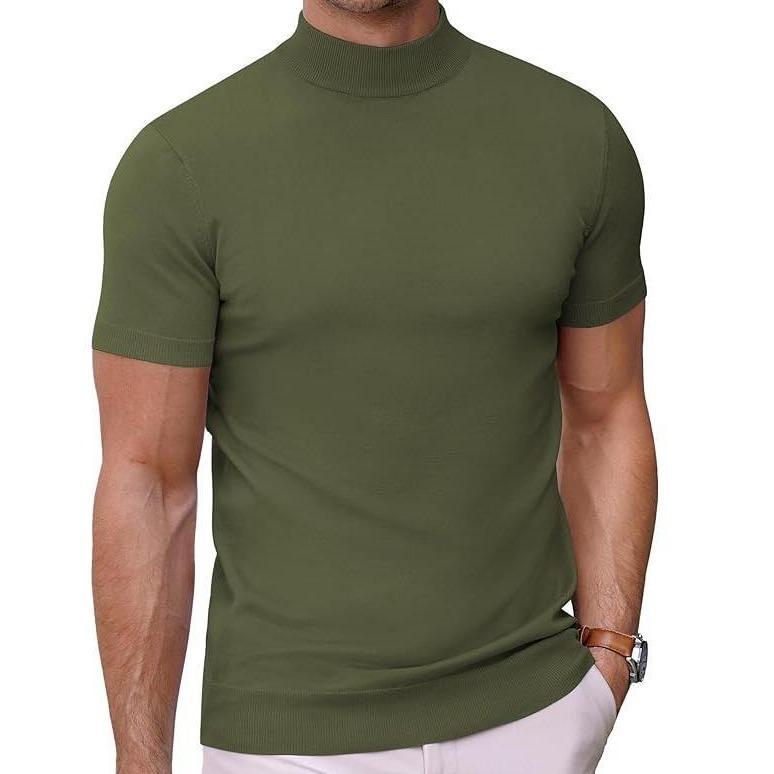 Men's Solid-color Turtleneck Short-sleeve Sweater