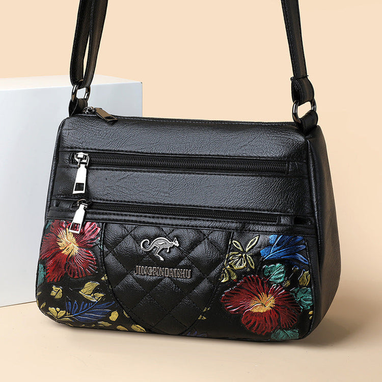 A Multi-layered Crossbody Bag With A Fashionable Large-capacity Embroidered Thread Design TRENDFLOW