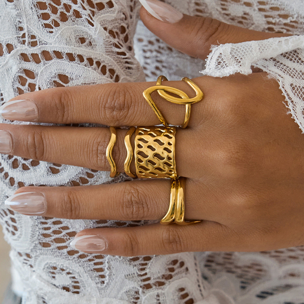 Women's Creative All-Match Geometric Line Titanium Steel Ring