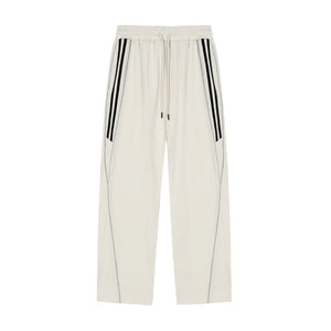 gray and white pants