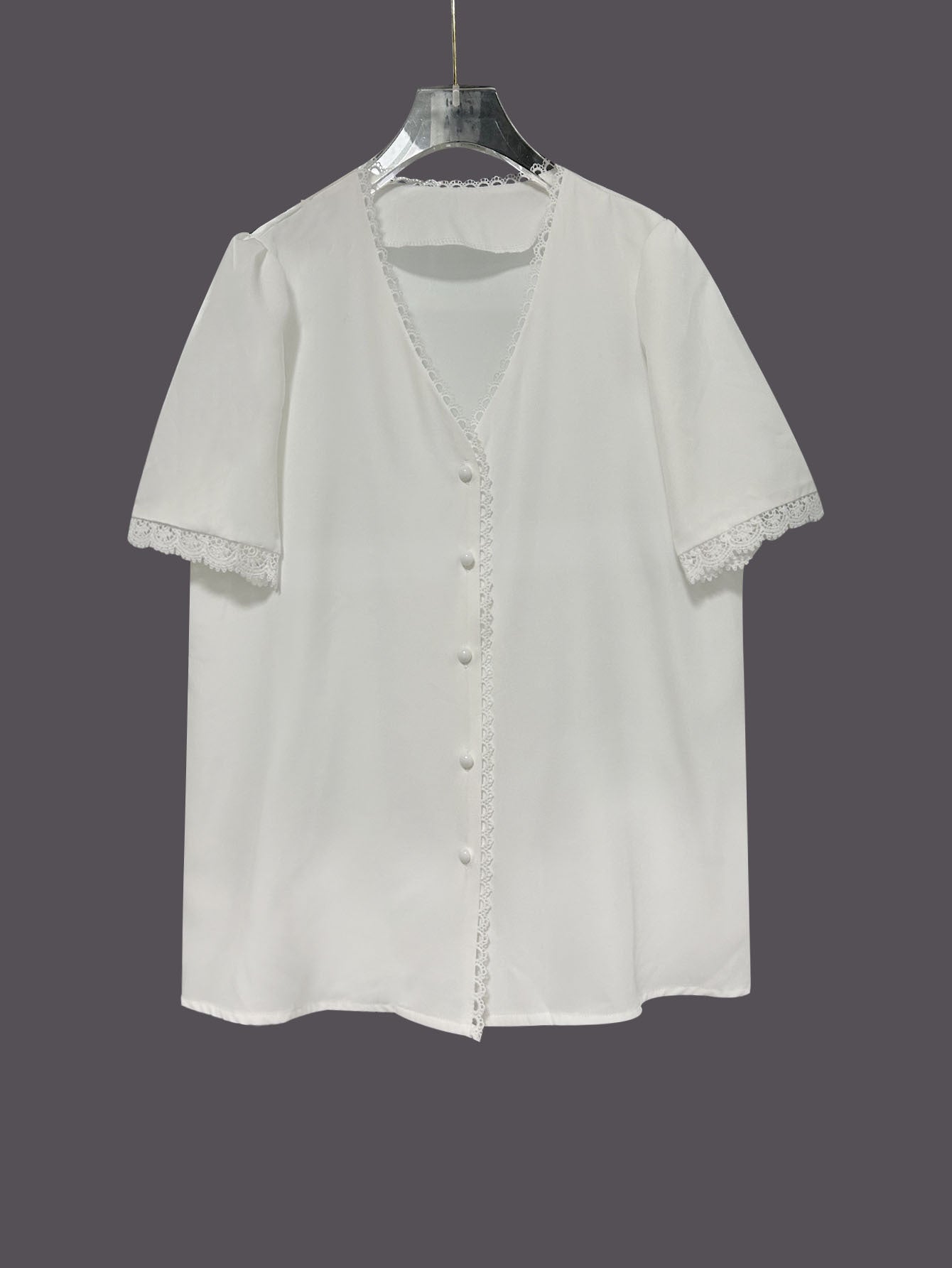 Loose-fitting Short-sleeve Lace Chiffon Blouse Top