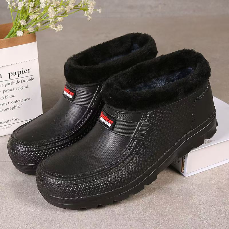 Waterproof Cotton Shoes With Fleece For Warmth Waterproof And Anti-slip Rain Boots