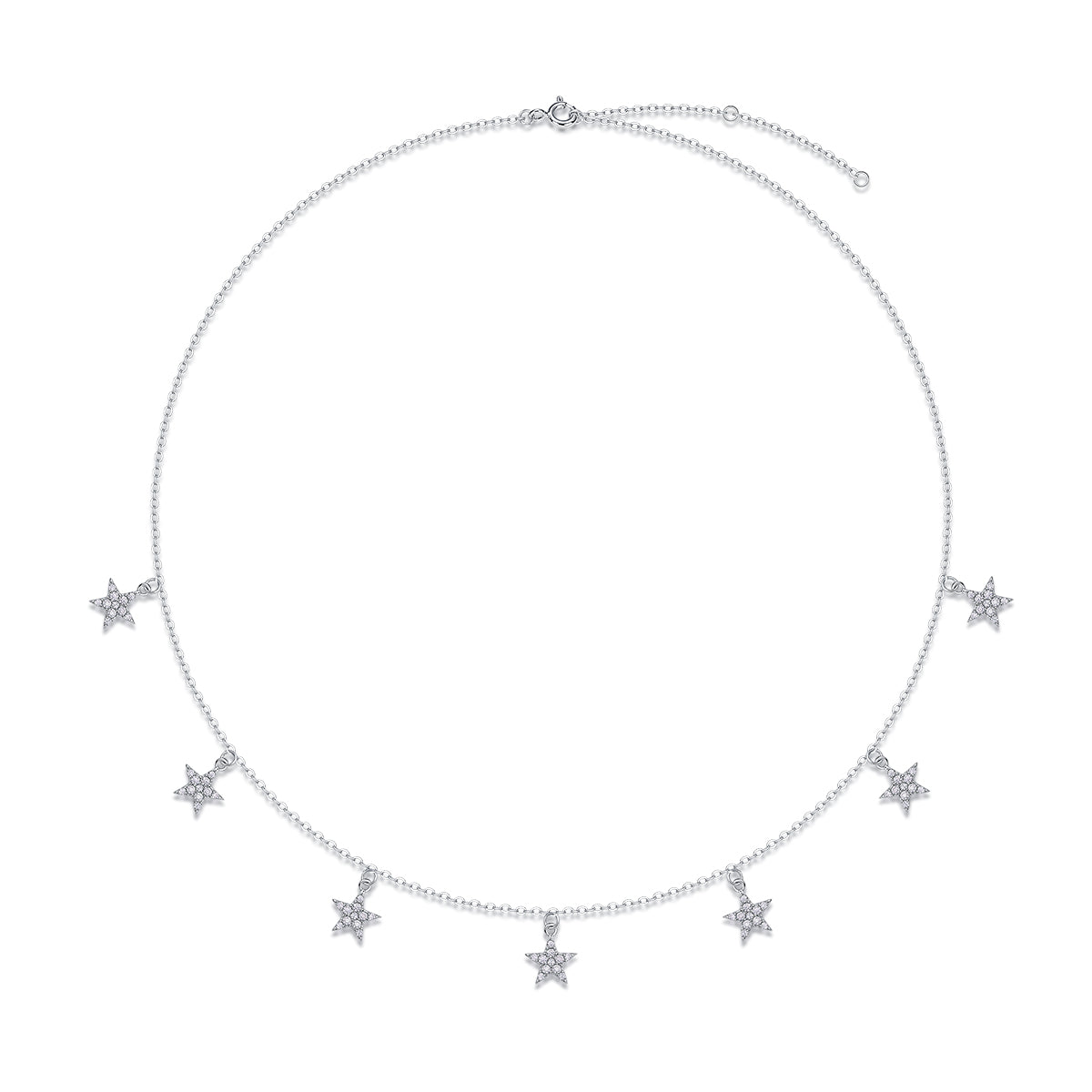 Star Love - A Fashionable And Light Luxury Jewelry Pendant Necklace Set With Top-quality Moissanite, S925 Silver Plated Platinum