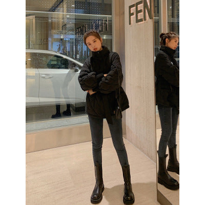 Giacca invernale coreana leggera con vita corta