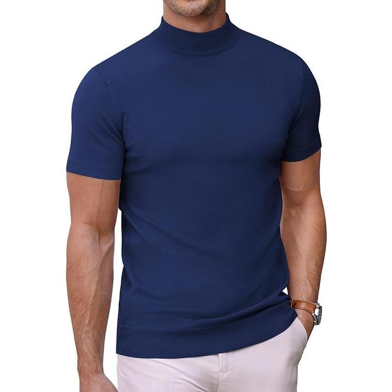 Men's Solid-color Turtleneck Short-sleeve Sweater