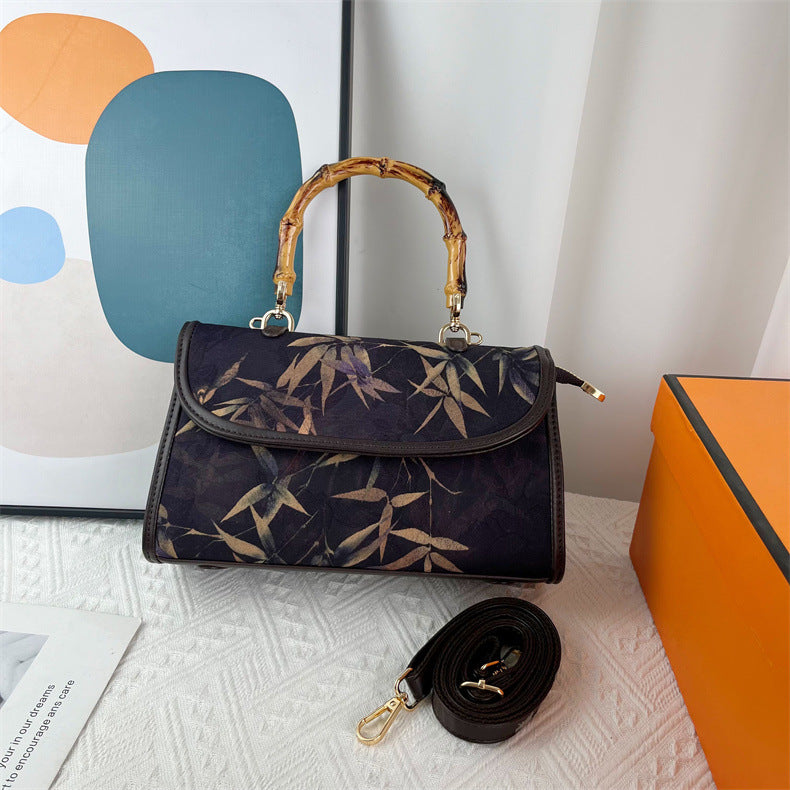 Vintage Chinese-style Handbag With Atmospheric Retro Patterns Made From Xiangyun Silk