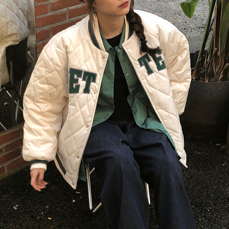 Women's Autumn And Winter Rhombus Baseball Jacket