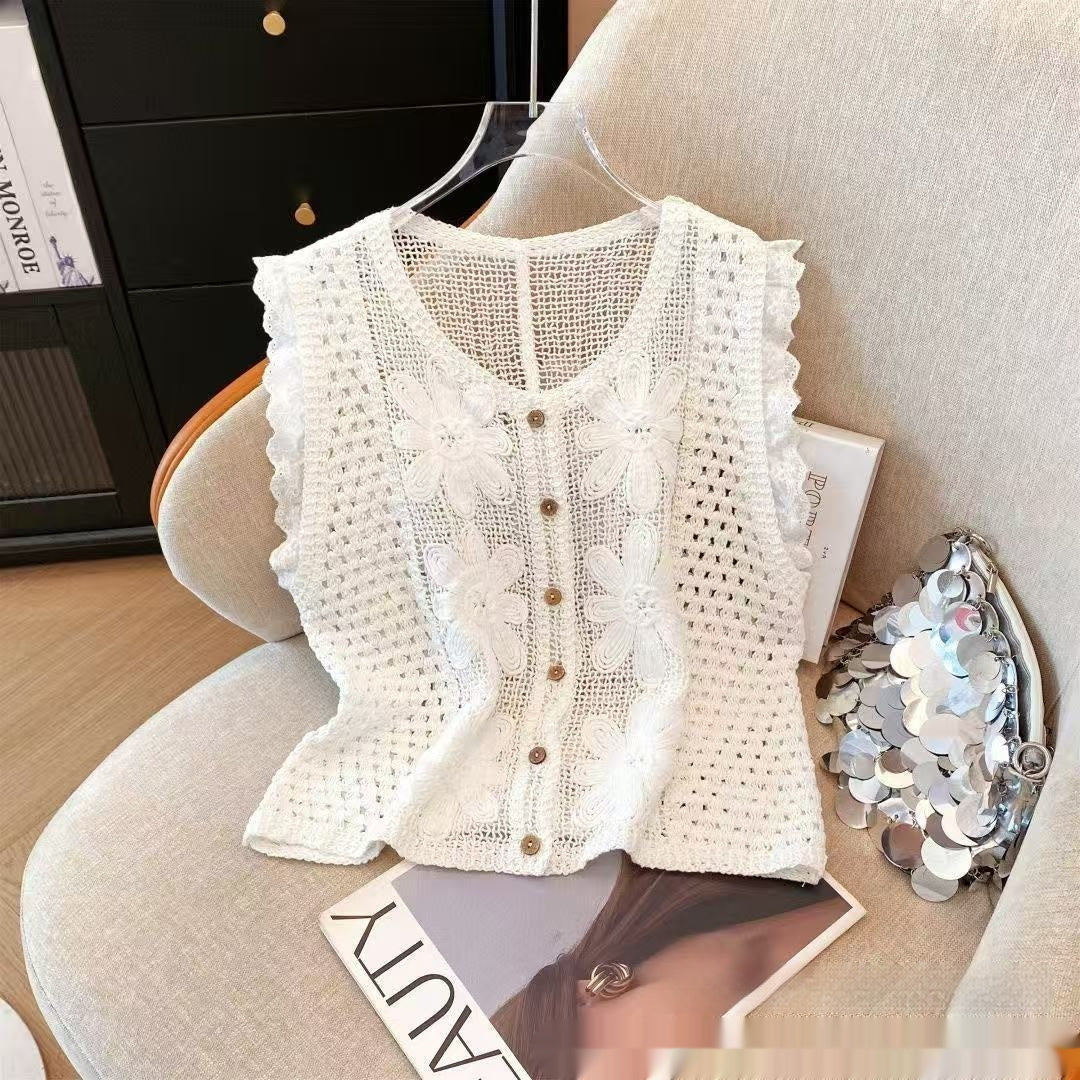 Summer Style Retro Hollow Crochet Vest Womens Top