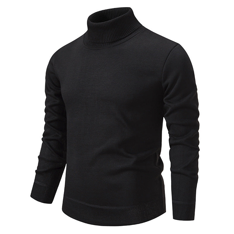 Men's Fleece-lined Thick High-neck Slim-fit Knitted Sweater