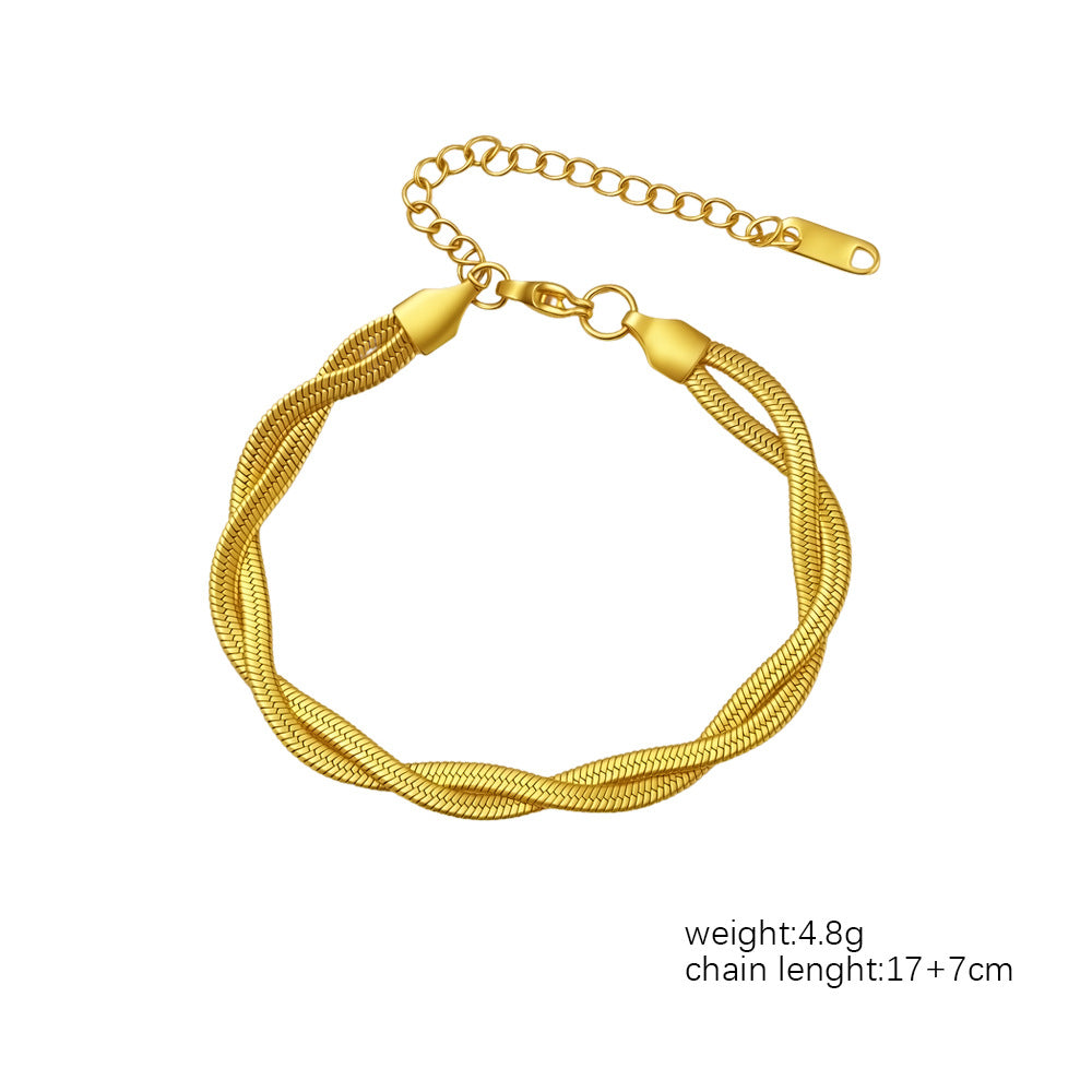 Stylish Braided Wrap Stainless Steel 18K Necklace