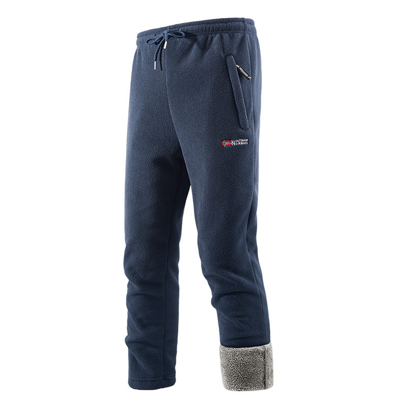 Autumn And Winter New Fleece-lined Thickened Men's Long Pants