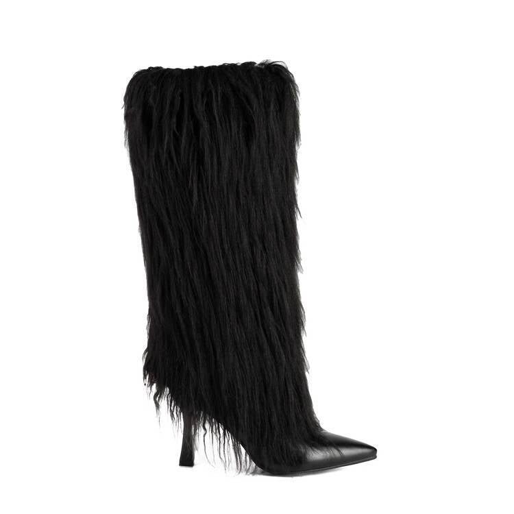 Women's Boots With Tassels, Stiletto Heels And Pointed Toes Fashionable, Minimalist Long Boots