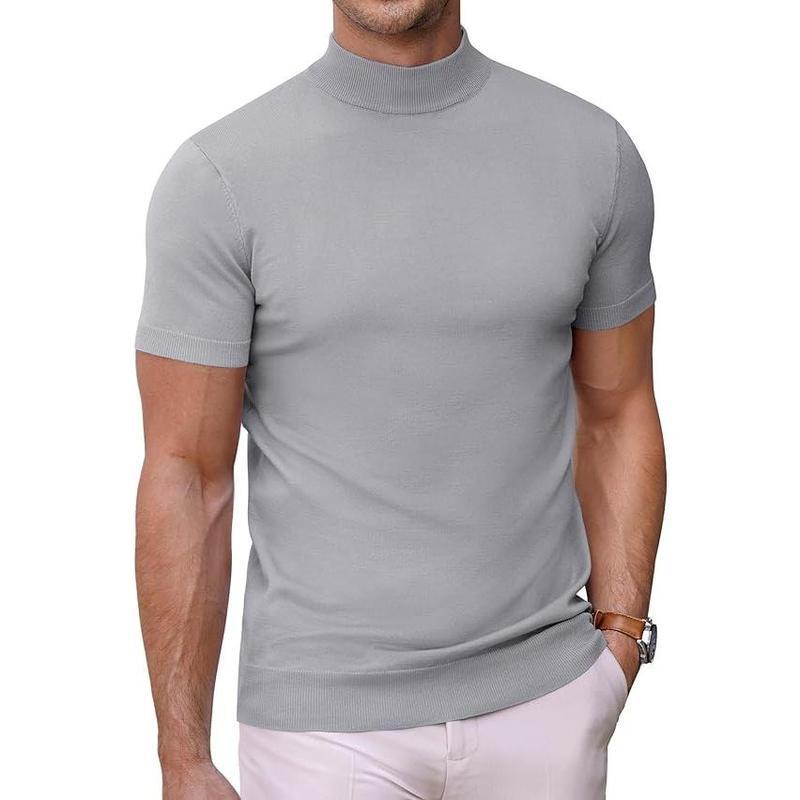 Men's Solid-color Turtleneck Short-sleeve Sweater