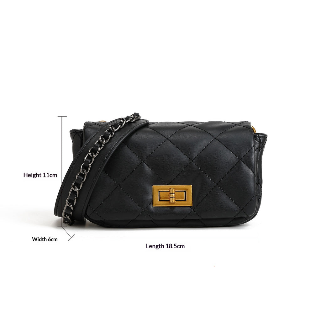 Trendy Mini Square Crossbody Bag With A Chain Shoulder Strap