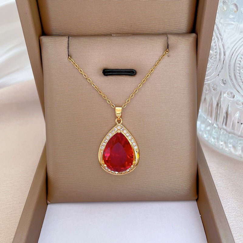 Women's Fashion Red Micro-Pave Diamond Necklace For Women