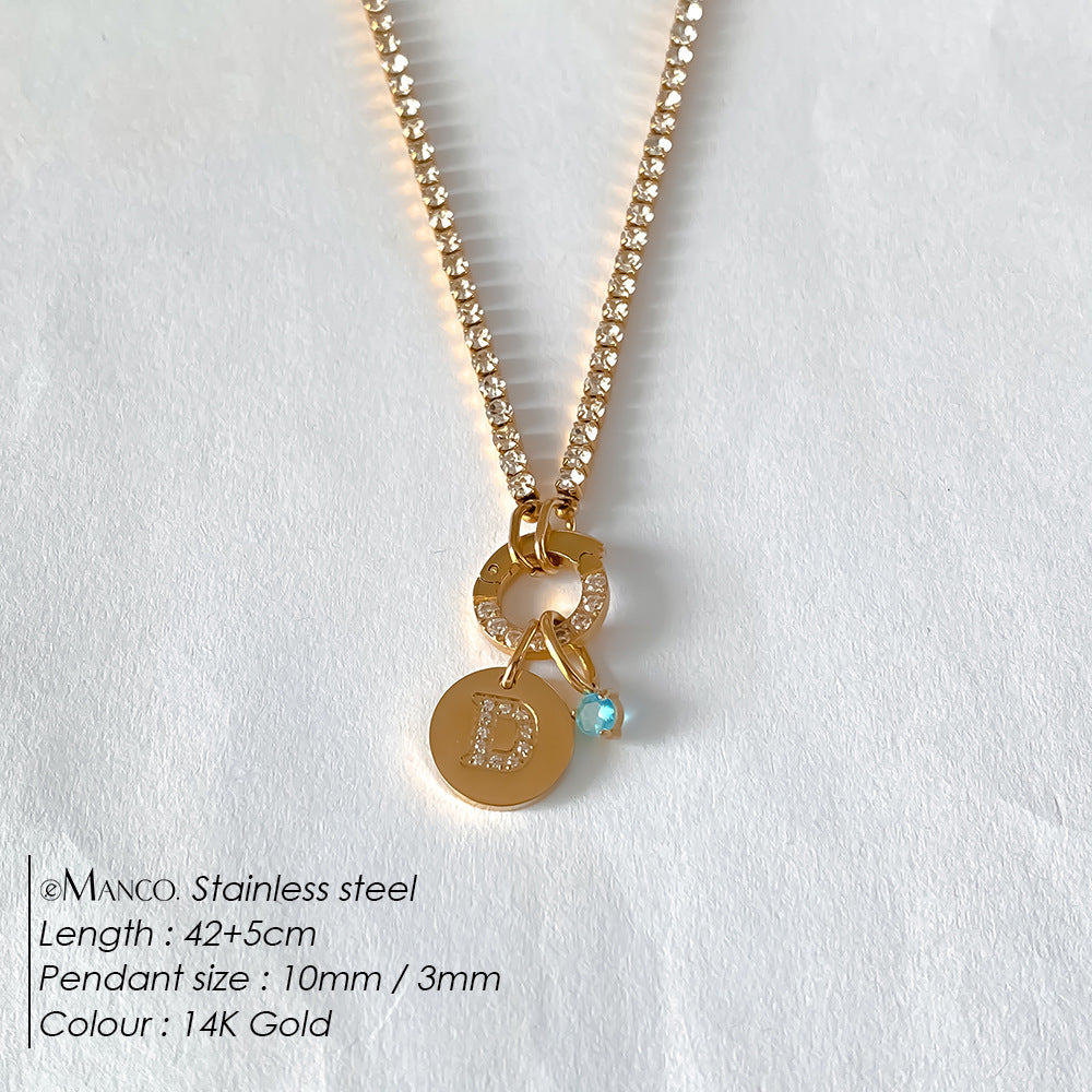 Titanium Steel 26 Letter Necklace That Can Be Washed With Water Without Fading