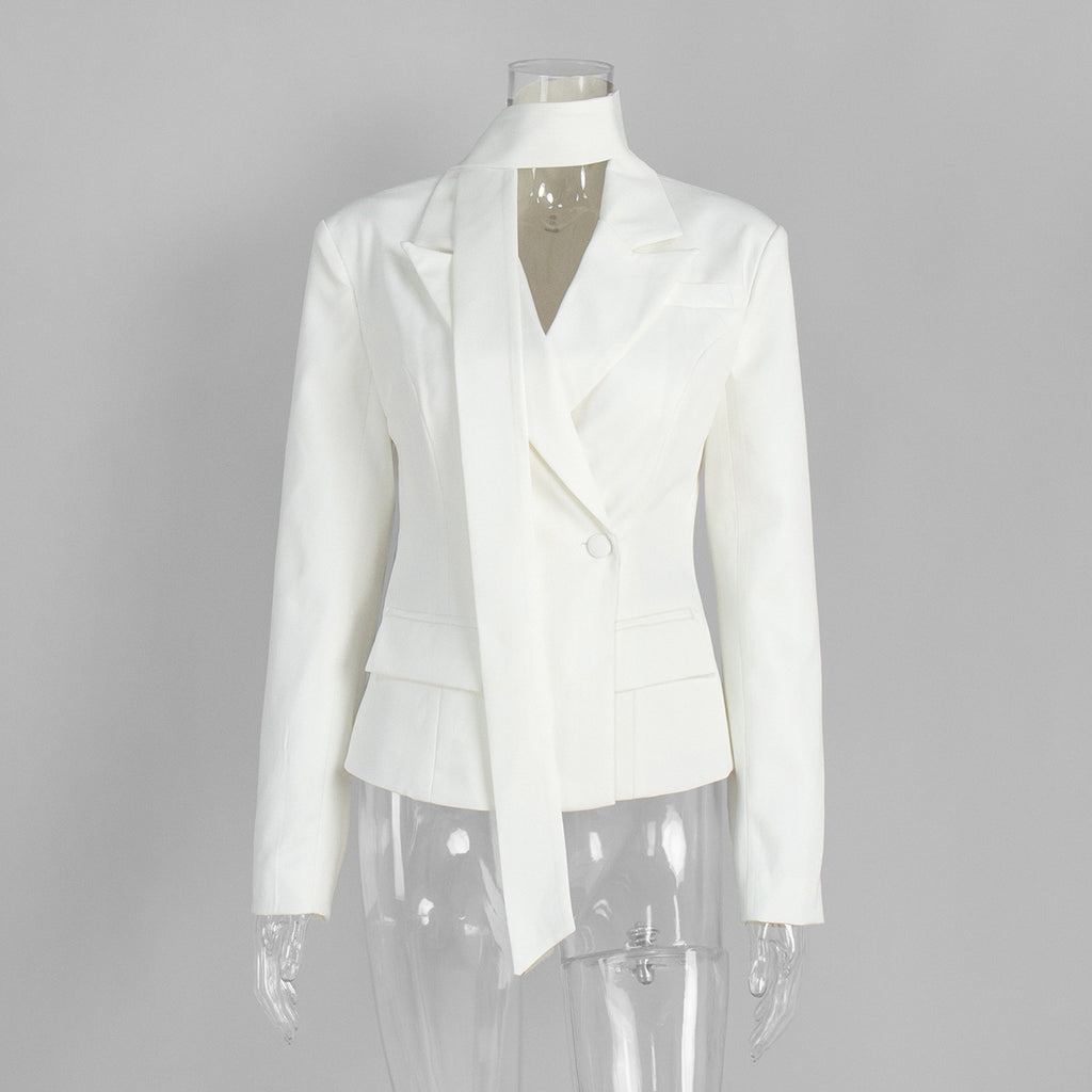 New Autumnwinter Women's Blazer With A Tie Waist