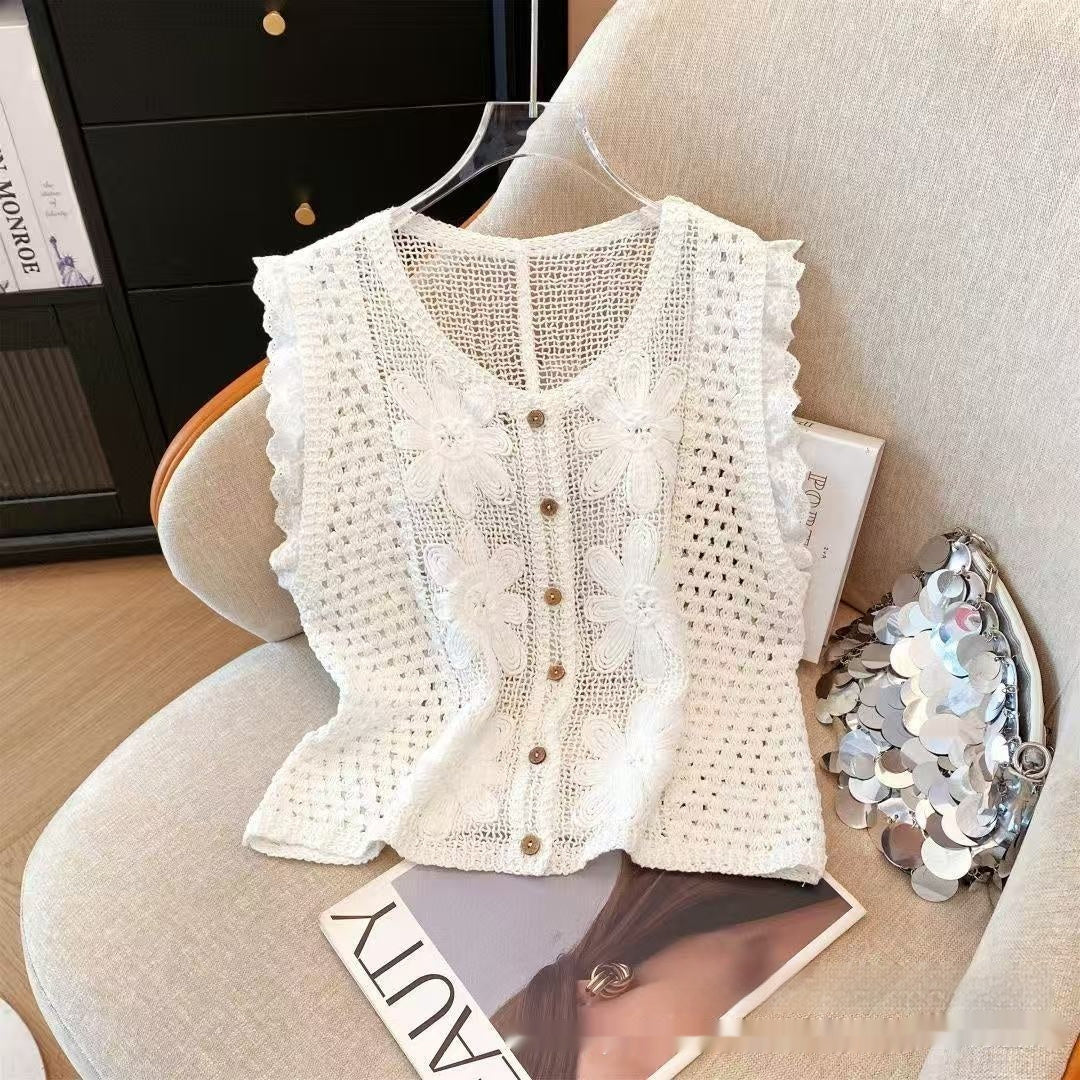 Summer Style Retro Hollow Crochet Vest Womens Top