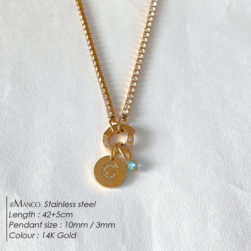 Titanium Steel 26 Letter Necklace That Can Be Washed With Water Without Fading