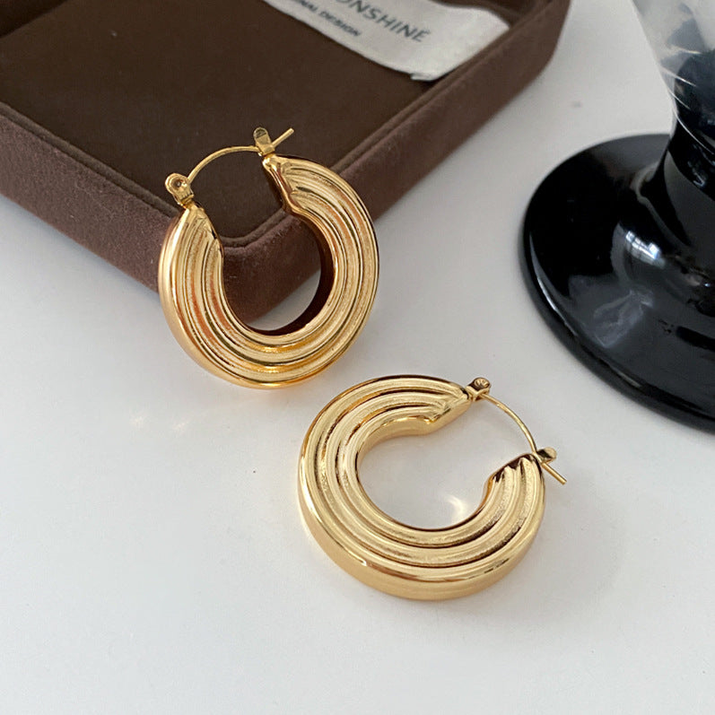 Ancient Egyptian Titanium Steel Round Earrings