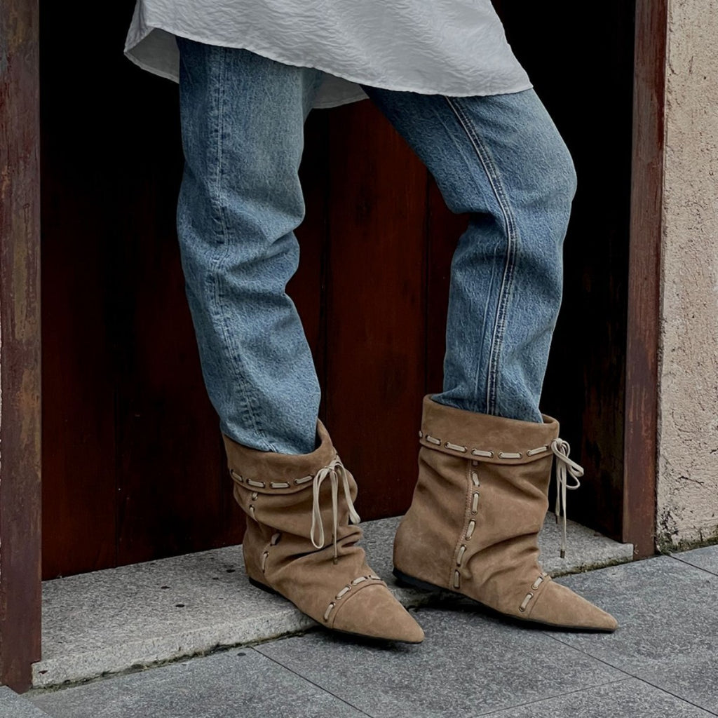 Women's Hidden-Heel Ankle Boots With Straps And Pointed Toes