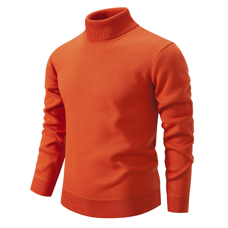 Men's Fleece-lined Thick High-neck Slim-fit Knitted Sweater
