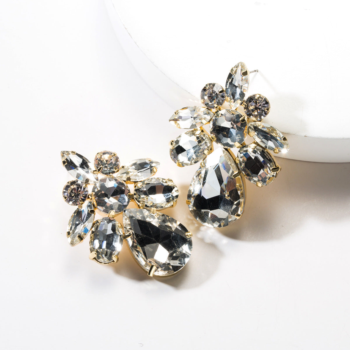 Dramatic Teardrop-shaped Acrylic Rhinestone Earrings For Trendy Women