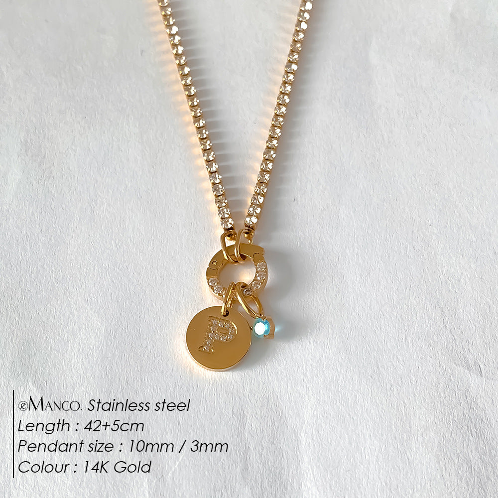 Titanium Steel 26 Letter Necklace That Can Be Washed With Water Without Fading