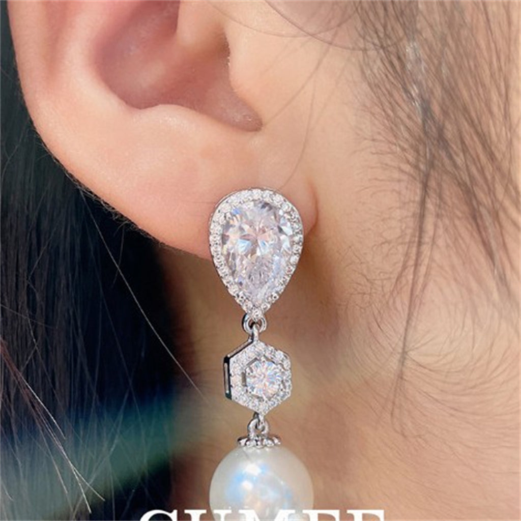 Luxurious Ornaments Inlaid With Zircon Earrings