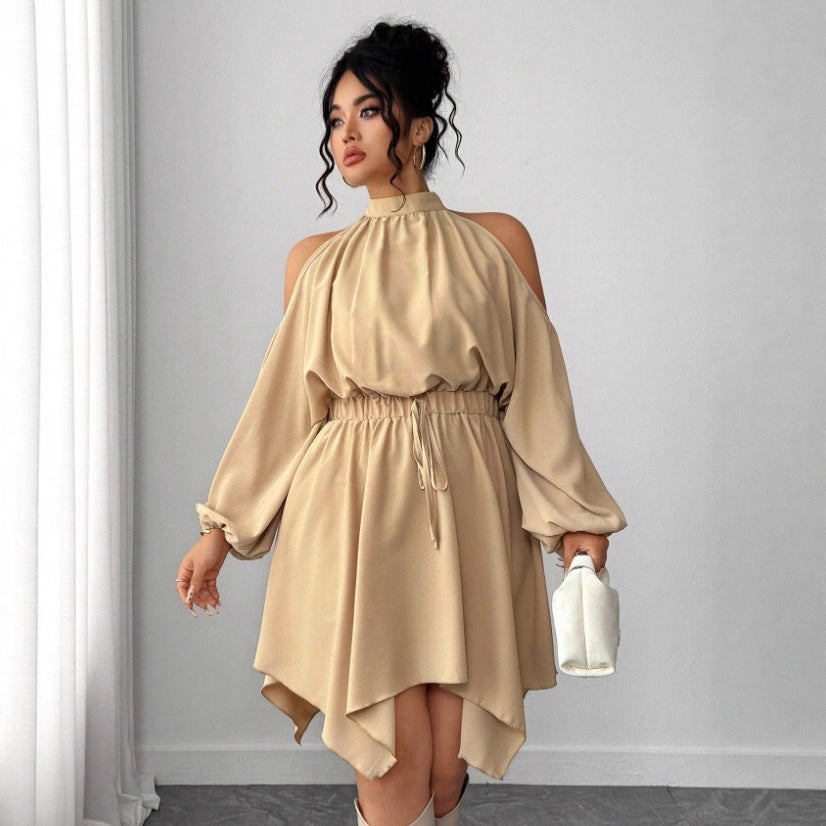 Long Sleeve Solid Color Autumn Dress