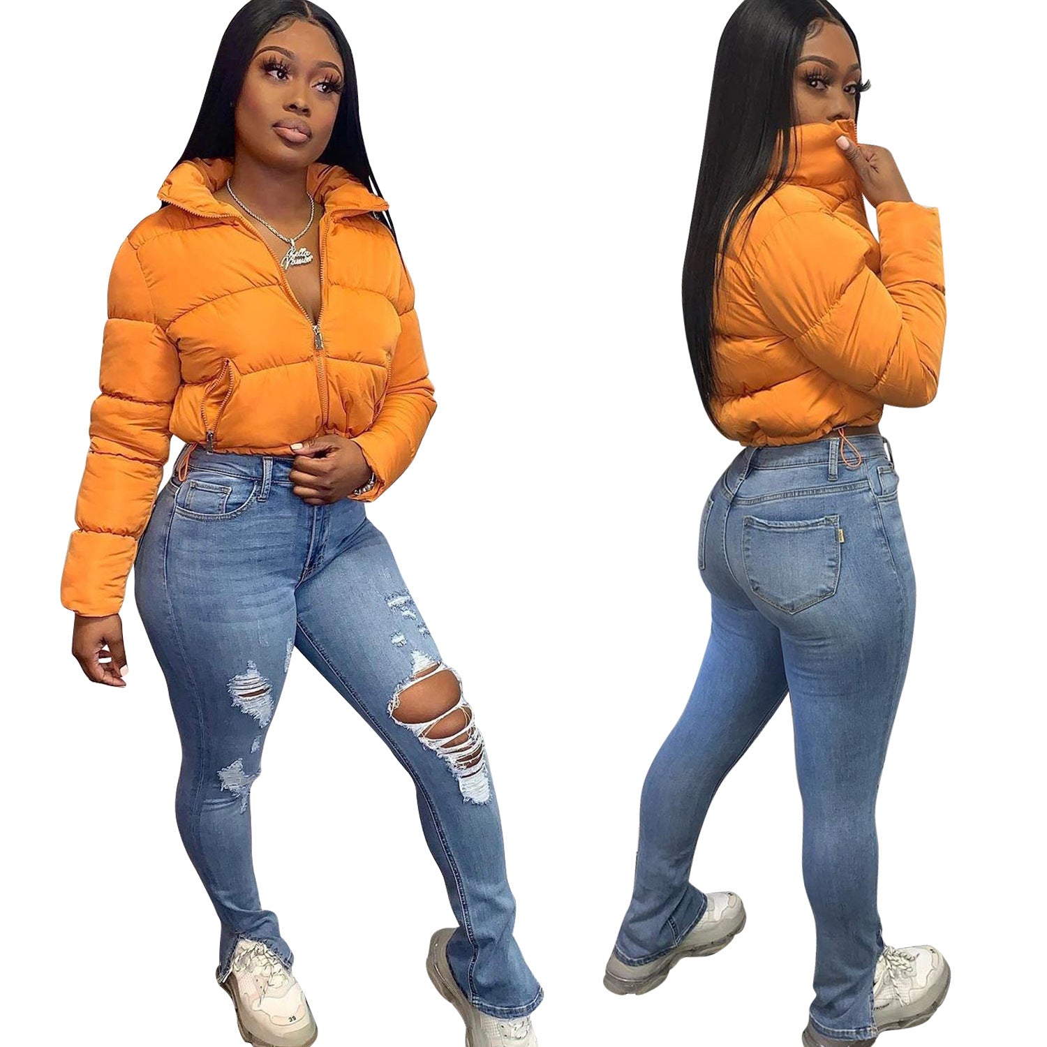 Giacca invernale a tinta unita, giacca antivento