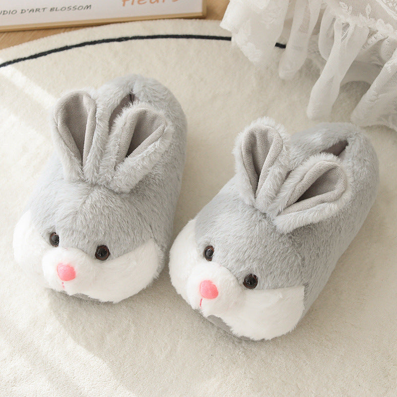 Autumn And Winter Cartoon Cute Bunny-heeled Cotton Slippers
