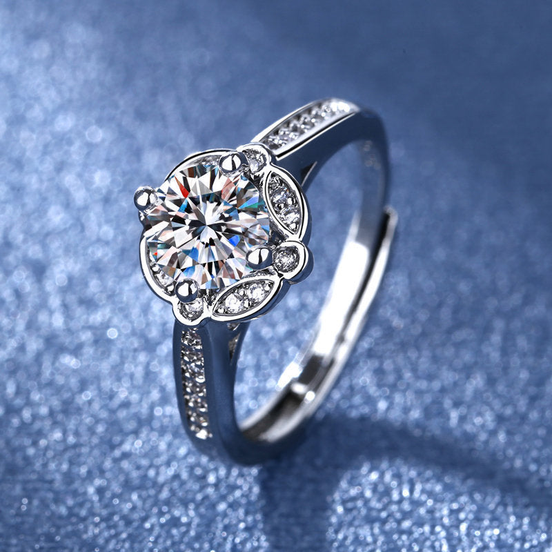 1-carat Moissanite Open-end Ring For Women