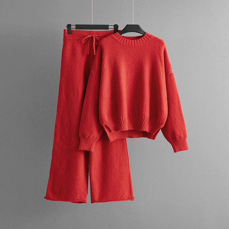 Fashionable Casual Knitted Pants Set For Women