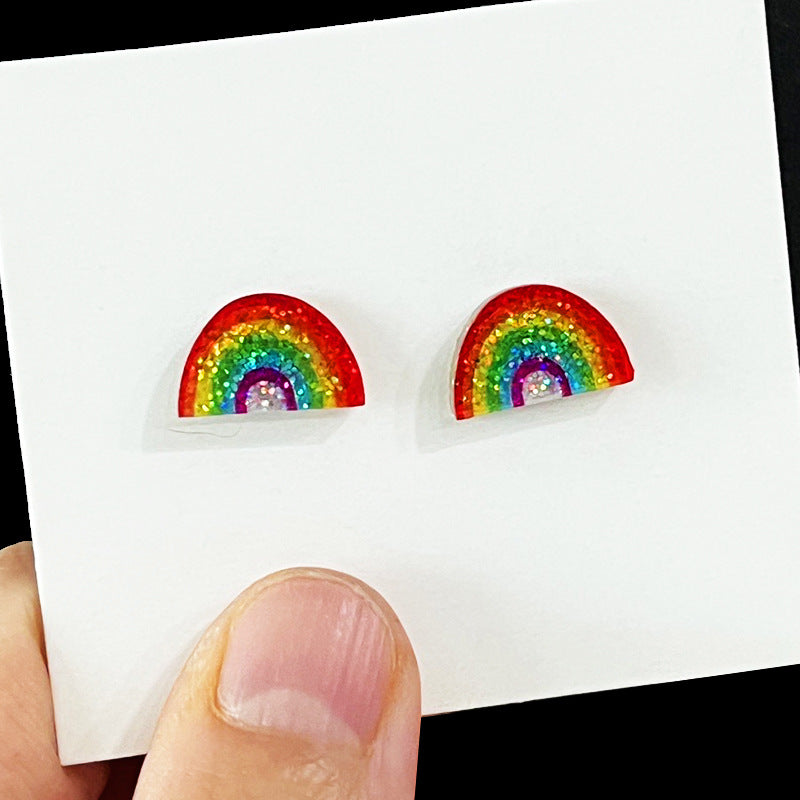 Lucky Happy Clover Rainbow Piggy Bank Earrings