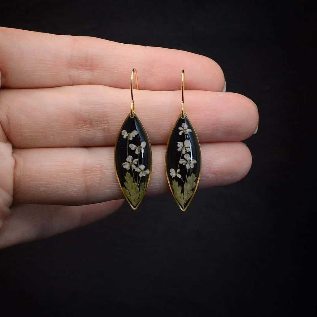 Europe And America New Epoxy Resin Real Flower Earrings