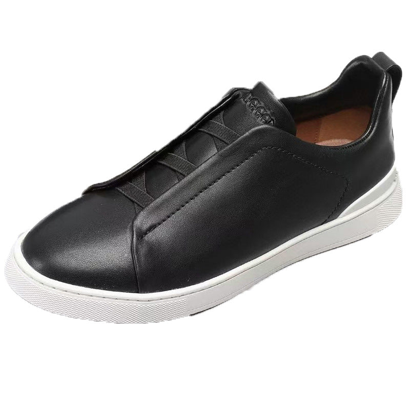 Men's Genuine Leather Cross-Strap Casual Shoes