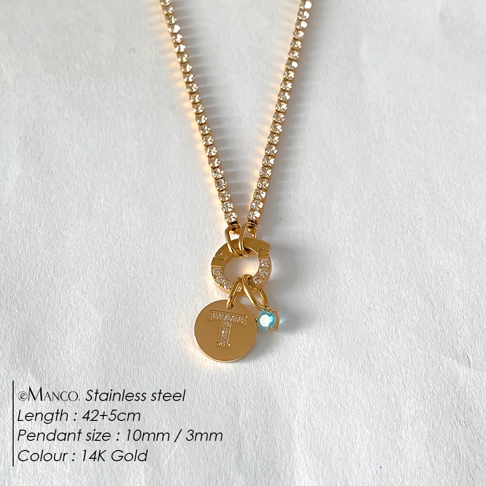 Titanium Steel 26 Letter Necklace That Can Be Washed With Water Without Fading