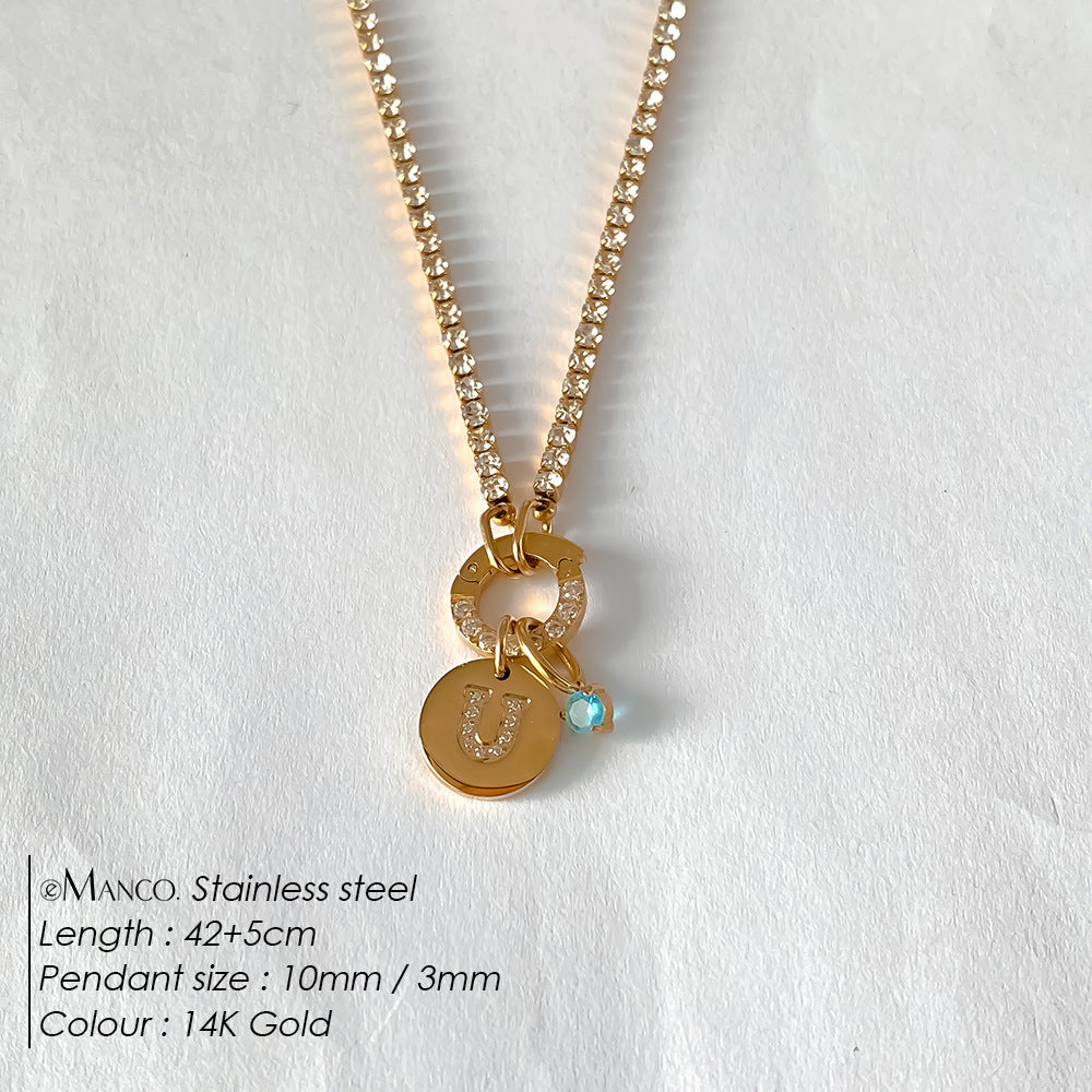 Titanium Steel 26 Letter Necklace That Can Be Washed With Water Without Fading