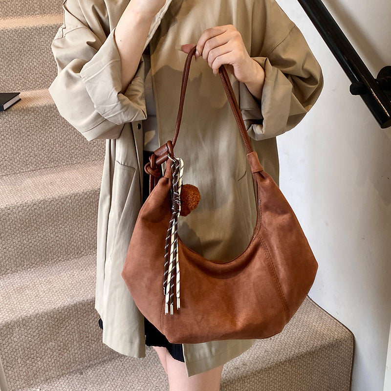 Retro Suede Fleece Large-Capacity Minimalist Underarm Crossbody Bag