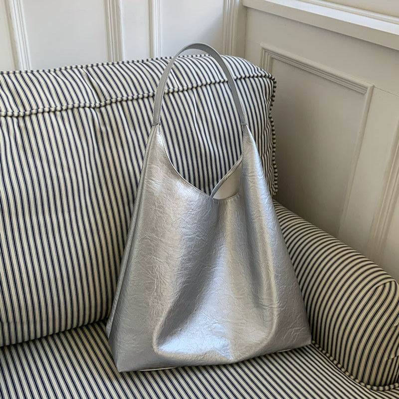 Niche Silver Underarm Bag Versatile And Large-capacity Perfect For Students